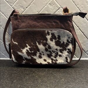 Mona B Hailey Cowhide Leather Crossbody Purse.